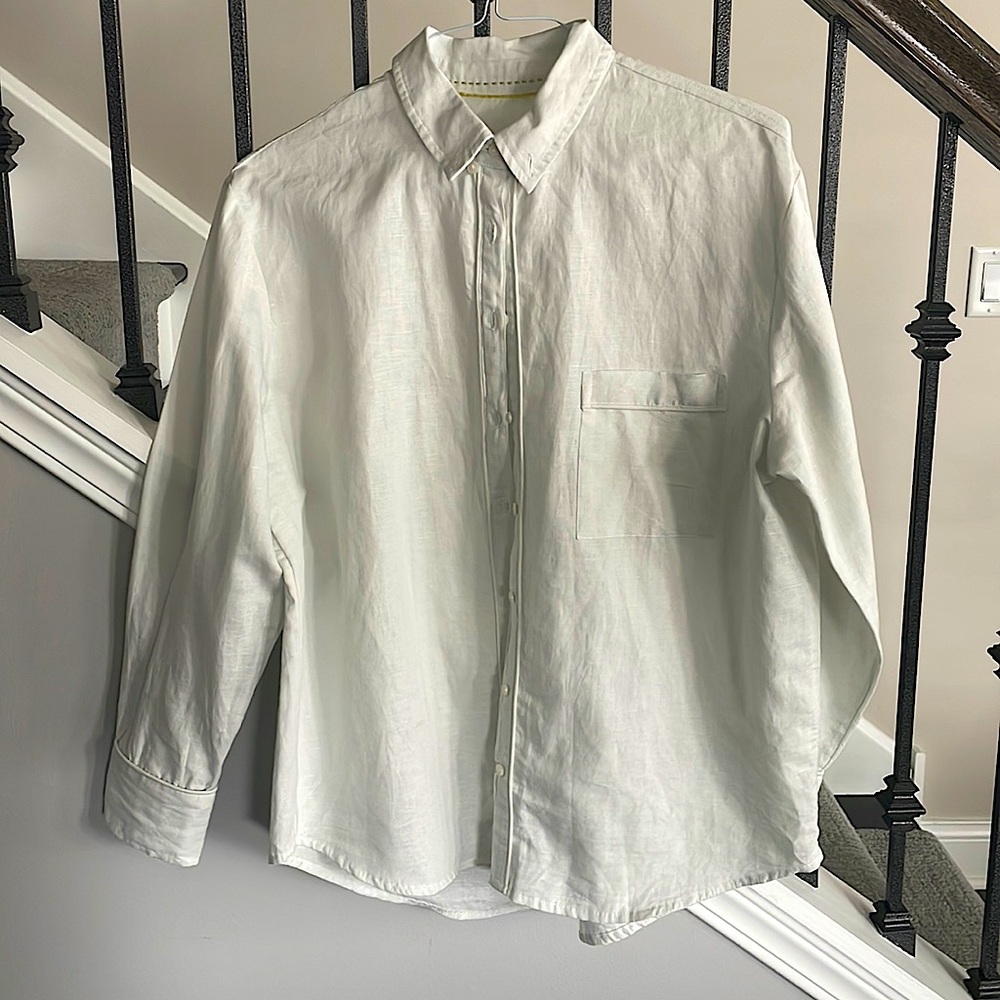 NWT anthropology MAEVE linen blend shirt sz M